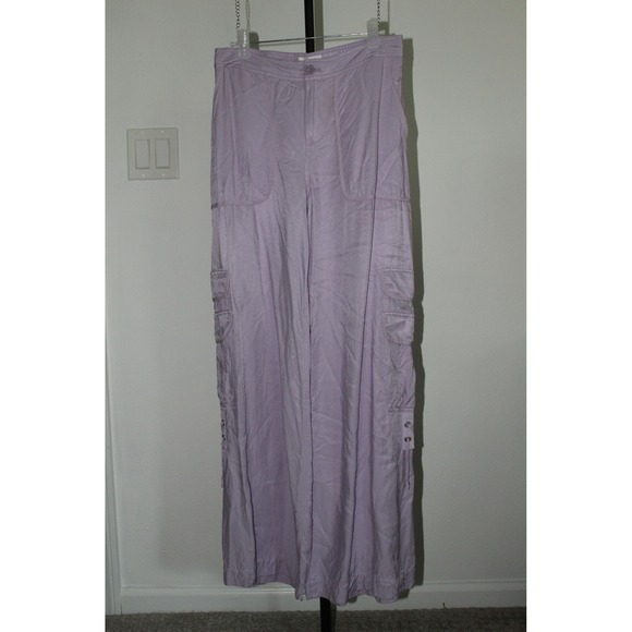 Anthropologie Pants - Anthropologie Lavender Wide Leg Cargo Pants Lace Up Detail Purple Women's Size 2